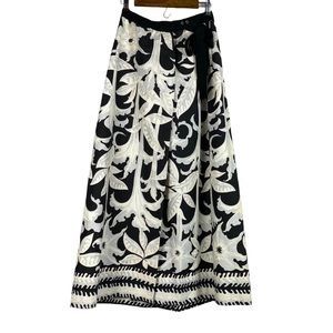 Vintage 70's Ruth Clarage Wrap Skirt Black White Floral Women's Small